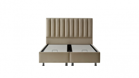 Pat tapitat Relax cadru metalic cu somiera rabatabila si lada depozitare [3]