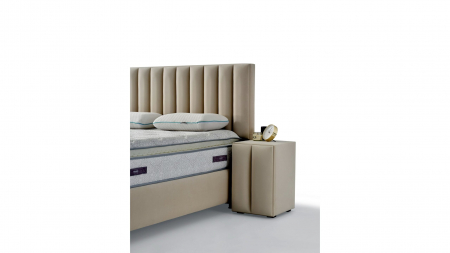 Pat tapitat Relax cadru metalic cu somiera rabatabila si lada depozitare [12]