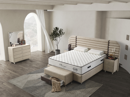 Pat tapitat Roza cadru metalic cu somiera rabatabila si lada depozitare  [1]