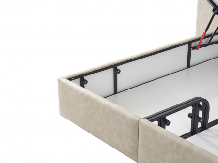 Pat tapitat Roza cadru metalic cu somiera rabatabila si lada depozitare  [11]