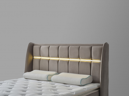 Pat tapitat Vital cadru metalic cu somiera rabatabila si lada depozitare [3]