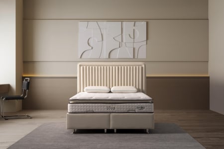 Pat tapitat Viva cadru metalic cu somiera rabatabila si lada depozitare [2]