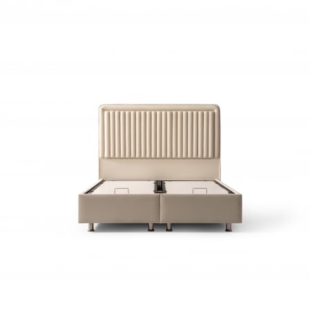 Pat tapitat Viva cadru metalic cu somiera rabatabila si lada depozitare [7]