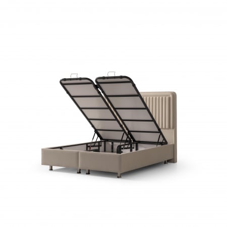 Pat tapitat Viva cadru metalic cu somiera rabatabila si lada depozitare [5]