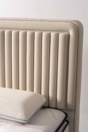 Pat tapitat Viva cadru metalic cu somiera rabatabila si lada depozitare [4]