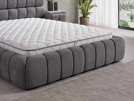 Pat tapitat Yildiz cadru metalic cu somiera rabatabila si lada depozitare [3]