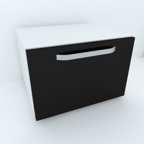 Armonia Comoda alba cu 1 sertar cu maner front PAL Negru [1]