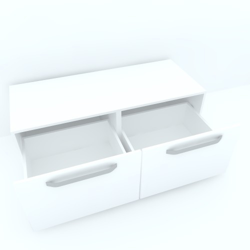 Armonia Comoda alba cu 2 sertare cu manere fronturi MDF Alb Lucios [2]