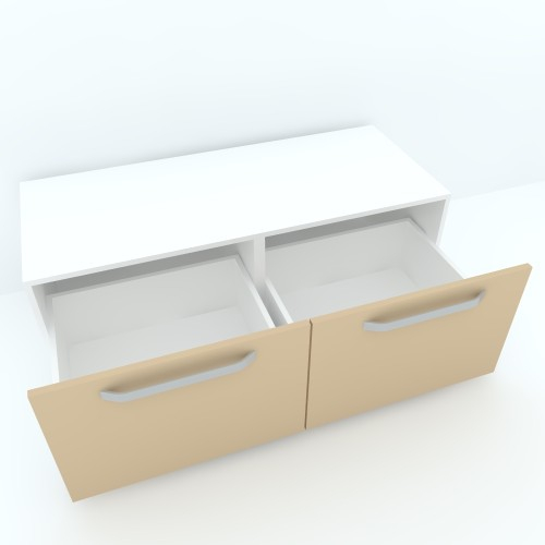 Armonia Comoda alba cu 2 sertare cu manere fronturi PAL Cappuccino [3]