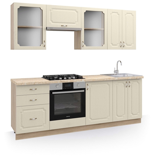 Bucatarie Delphi MDF 2.0 m Crem / Crem, 200 x 60 x 200 cm [1]