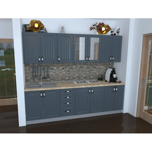 Bucatarie Zebra 2.6m MDF Gri - frezare dungi [1]