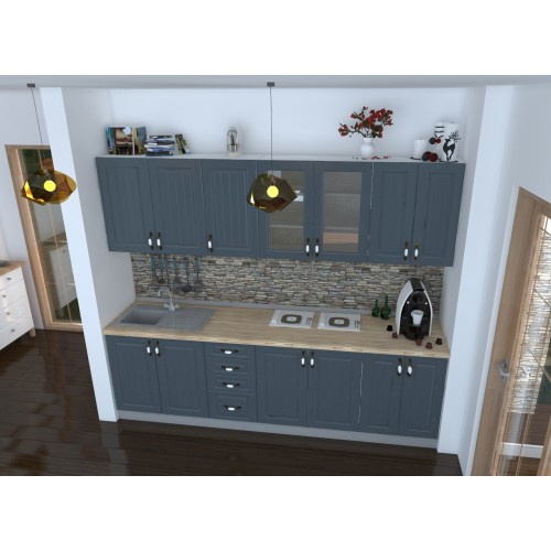 Bucatarie Zebra 2.6m MDF Gri - frezare dungi [3]