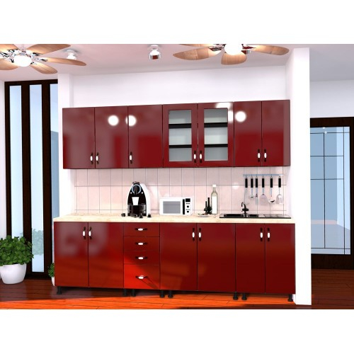 Bucatarie Zebra 2.6m MDF Rosu [2]