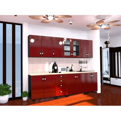 Bucatarie Zebra 2.6m MDF Rosu [1]