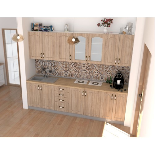 Bucatarie Zebra 2.6m MDF Sonoma - frezare mustata [8]