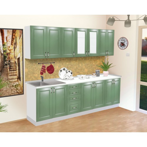 Bucatarie Zebra 2.6m MDF verde - frezare dreptunghi [2]