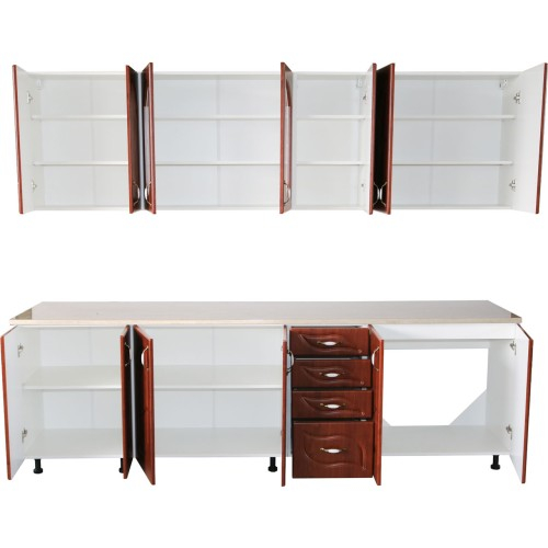 Bucatarie Zebra 260 cm din MDF Cedru frunza cu blat termoizolant alb/gri [4]