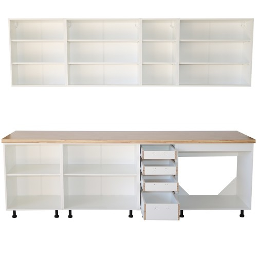 Bucatarie Zebra 260 cm din MDF Gri cu blat gros termoizolant culoare Artar [2]