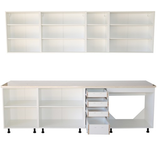 Bucatarie Zebra 260 cm din MDF Gri cu blat termoizolant culoare Marmura [3]