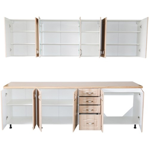 Bucatarie Zebra 260 cm din MDF Sonoma Mustata cu blat termoizolant crem [4]