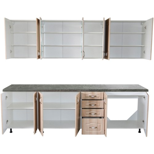 Bucatarie Zebra 260 cm din MDF Sonoma Mustata cu blat termoizolant gri [4]