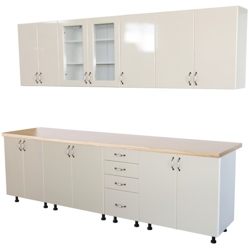 Bucatarie Zebra 260 cm din MDF Vanilie cu blat termoizolant crem [4]