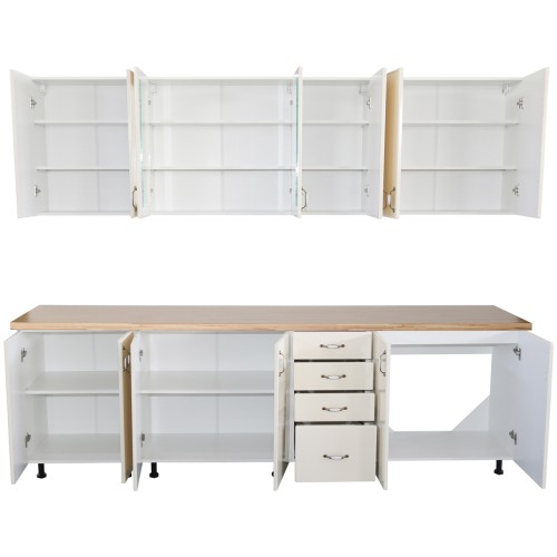 Bucatarie Zebra 260 cm din MDF Vanilie cu blat termoizolant crem [5]