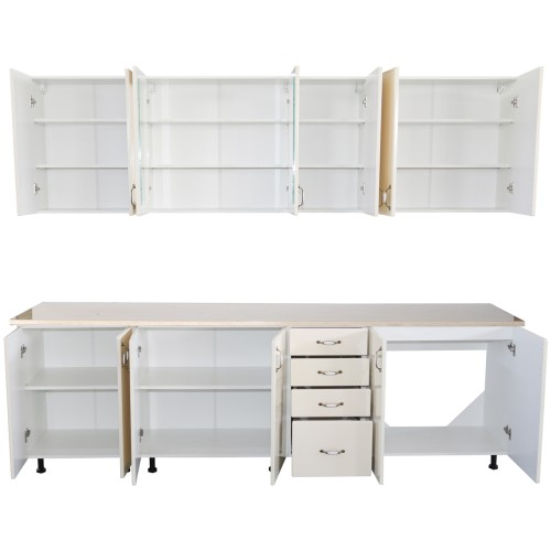 Bucatarie Zebra 260 cm din MDF Vanilie cu blat termoizolant culoare Marmura [4]