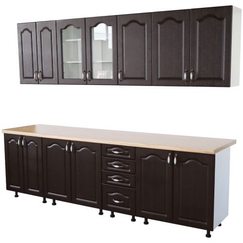 Bucatarie Zebra 260 cm din MDF Wenge cu blat termoizolant crem [3]