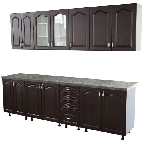 Bucatarie Zebra 260 cm din MDF Wenge cu blat termoizolant gri [3]