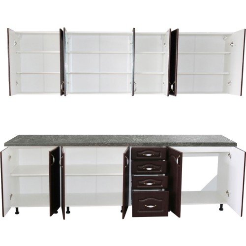 Bucatarie Zebra 260 cm din MDF Wenge cu blat termoizolant gri [4]