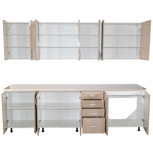 Bucatarie Zebra 260 cm din PAL Cappuccino cu blat termoizolant alb/gri [4]