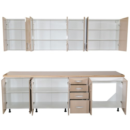 Bucatarie Zebra 260 cm din PAL Cappuccino cu blat termoizolant crem [4]