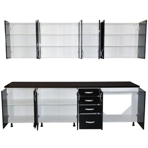 Bucatarie Zebra 260 cm din PAL Negru cu blat termoizolant negru [4]