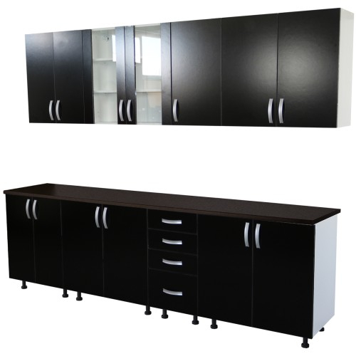 Bucatarie Zebra 260 cm din PAL Negru cu blat termoizolant negru [3]