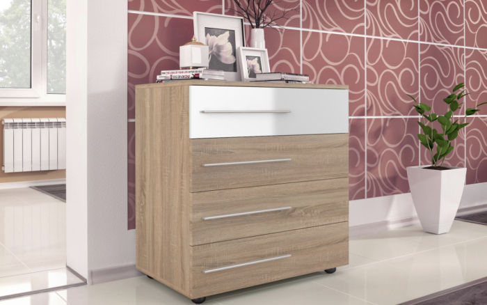 Comoda 4 sertare Vigo , Sonoma/Alb [1]