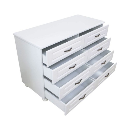 Comoda Dynasty Alb 8 sertare si blat MDF [4]