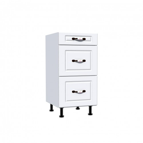 Corp inferior 40 cu 3 sertare metalice greutate Zebra MDF alb [1]