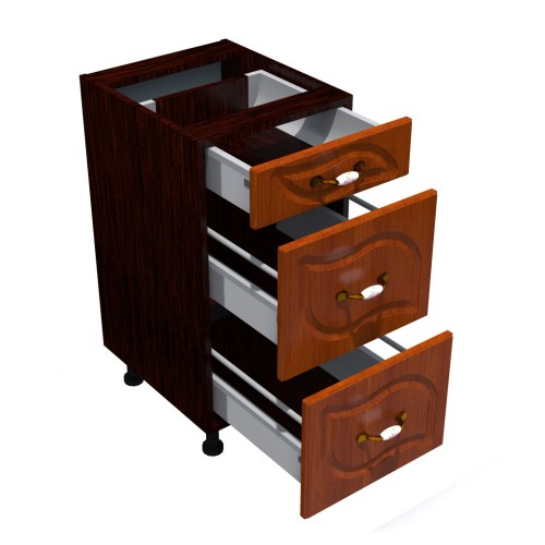 Corp inferior 40 cu 3 sertare metalice pentru greutate Zebra frunza cedru [2]