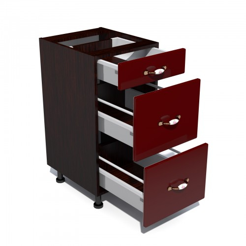 Corp inferior 40 cu 3 sertare metalice pentru greutate Zebra MDF rosu simplu [2]