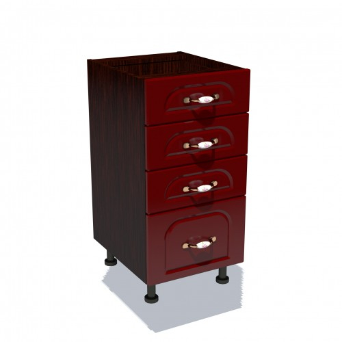 Corp inferior 40 cu 4 sertare Zebra MDF tulip rosu [1]