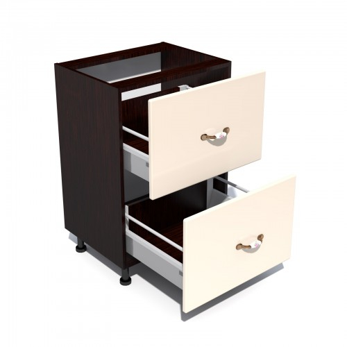 Corp inferior 50 cu 2 sertare metalice pentru greutate Zebra MDF vanilie simplu [2]