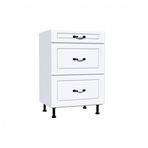 Corp inferior 50 cu 3 sertare metalice greutate Zebra MDF alb [1]