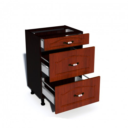 Corp inferior 50 cu 3 sertare metalice pentru greutate Zebra MDF mustata cedru [2]