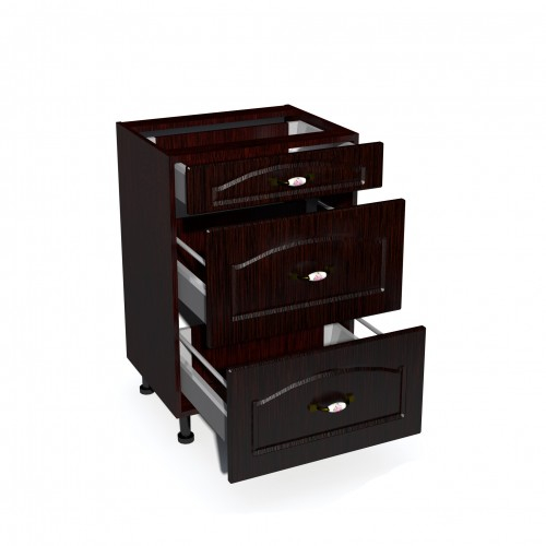 Corp inferior 50 cu 3 sertare metalice pentru greutate Zebra MDF mustata wenge [2]