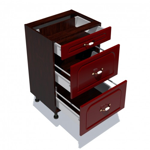 Corp inferior 50 cu 3 sertare metalice pentru greutate Zebra MDF tulip rosu [2]