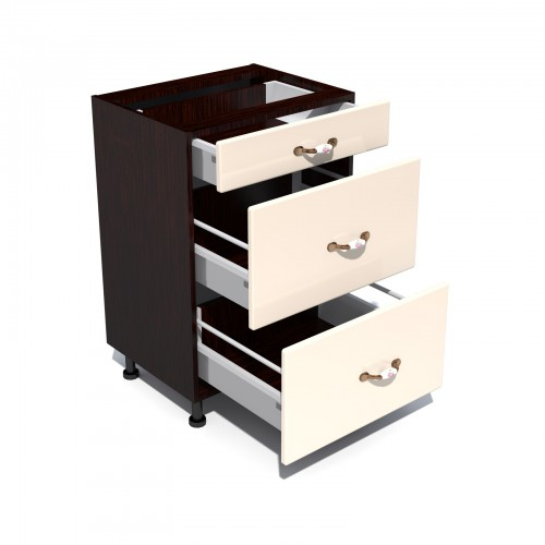 Corp inferior 50 cu 3 sertare metalice pentru greutate Zebra MDF vanilie simplu [2]