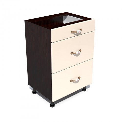 Corp inferior 50 cu 3 sertare metalice pentru greutate Zebra MDF vanilie simplu [1]