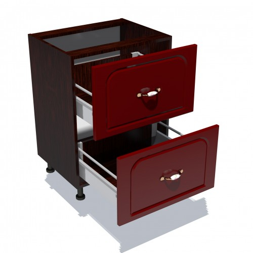 Corp inferior 60 cu 2 sertare metalice pentru greutate Zebra MDF tulip rosu [2]