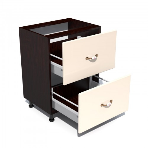 Corp inferior 60 cu 2 sertare metalice pentru greutate Zebra MDF vanilie simplu [2]